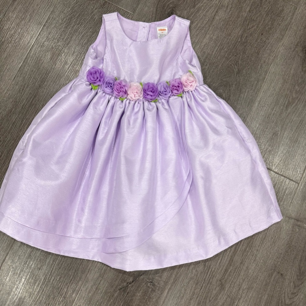 Lavender Floral Kids Dress ( 2  matching hairclips included)